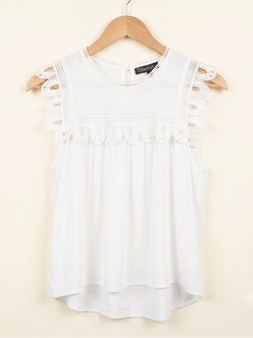 Santory Coquette Core MEDIUM Lace Blouse Sleeveless White